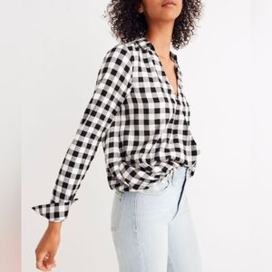 Madewell Wrap-Front Shirt in Buffalo Check size S